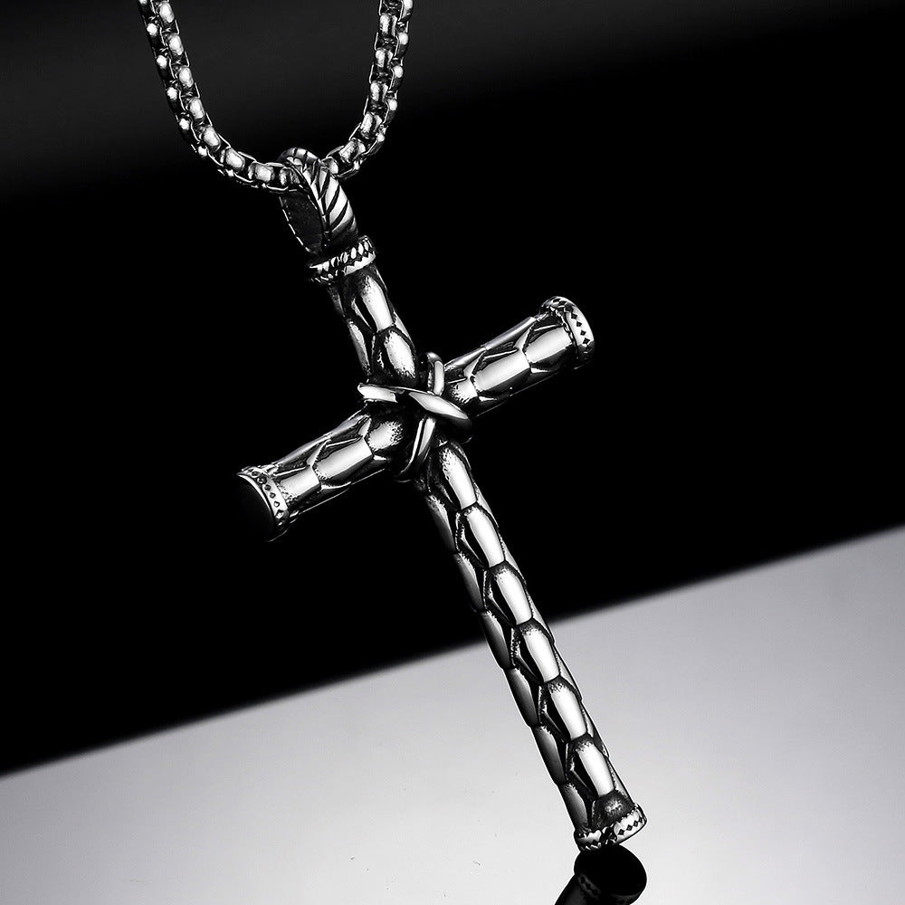 Simple Titanium Steel Jesus Cross Necklace Men's Jewelry Pendant Women