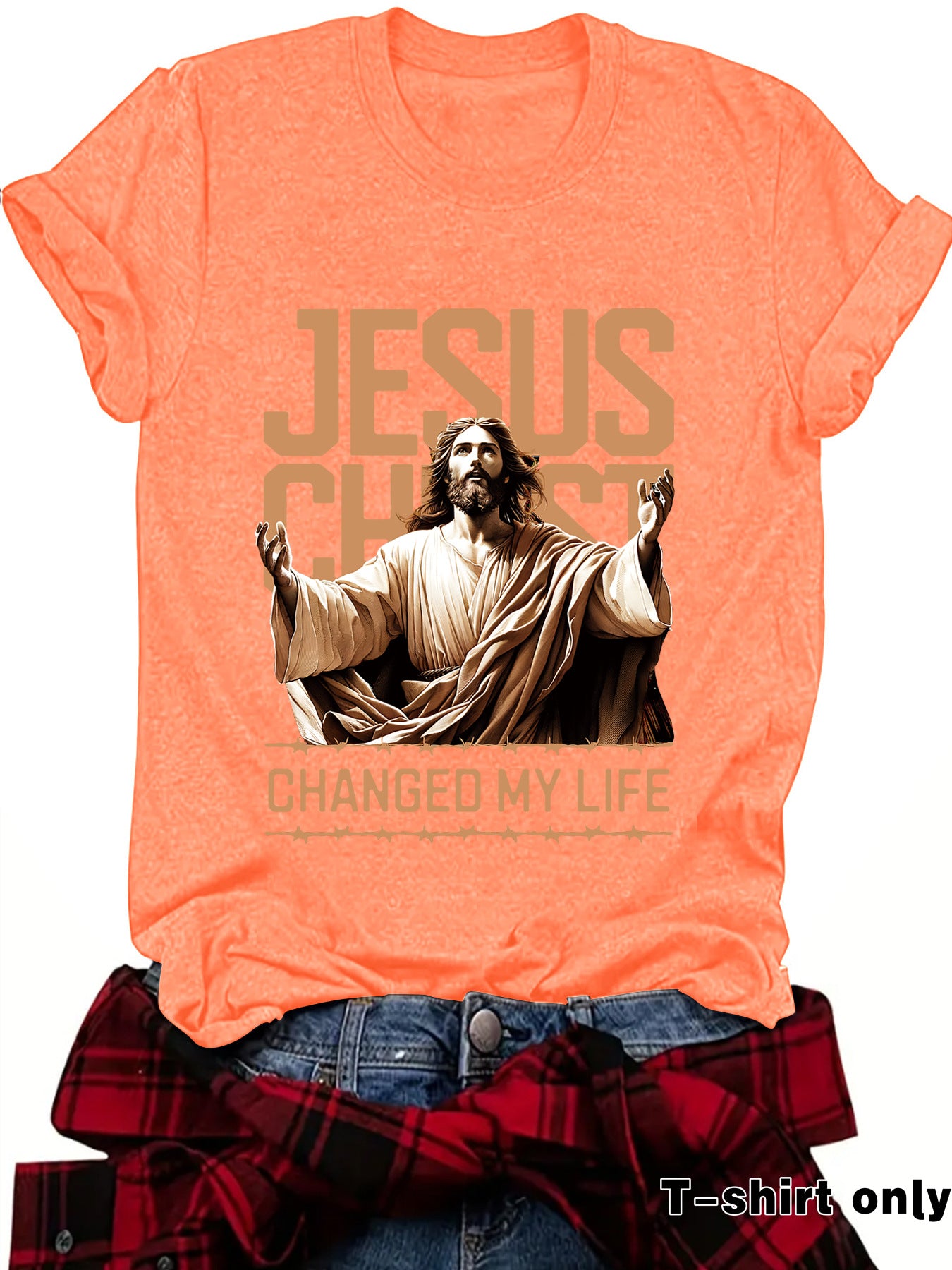 JESUS Pattern Printed T-shirt Short Sleeve