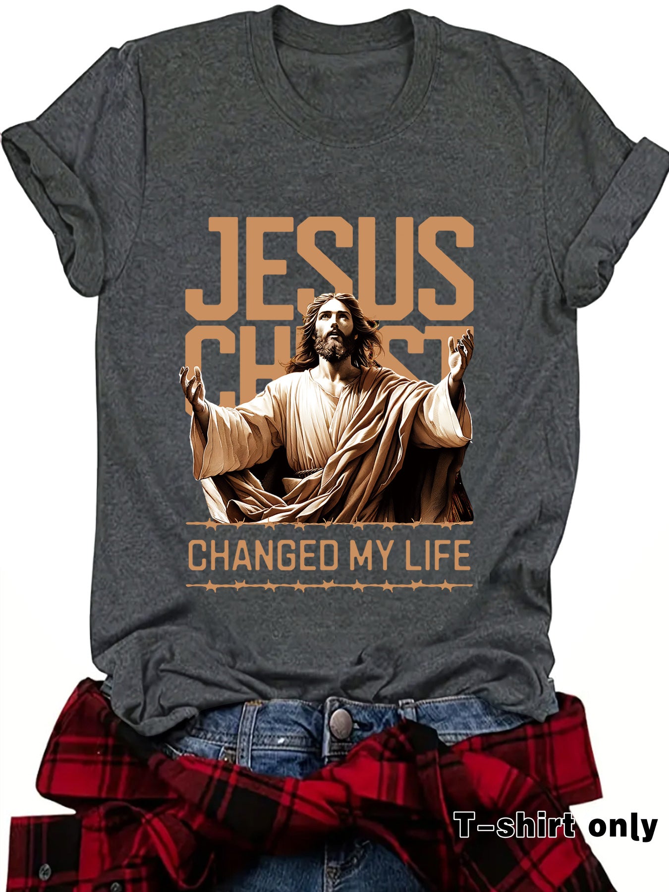 JESUS Pattern Printed T-shirt Short Sleeve