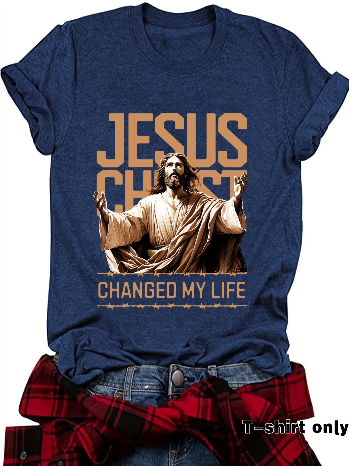 JESUS Pattern Printed T-shirt Short Sleeve