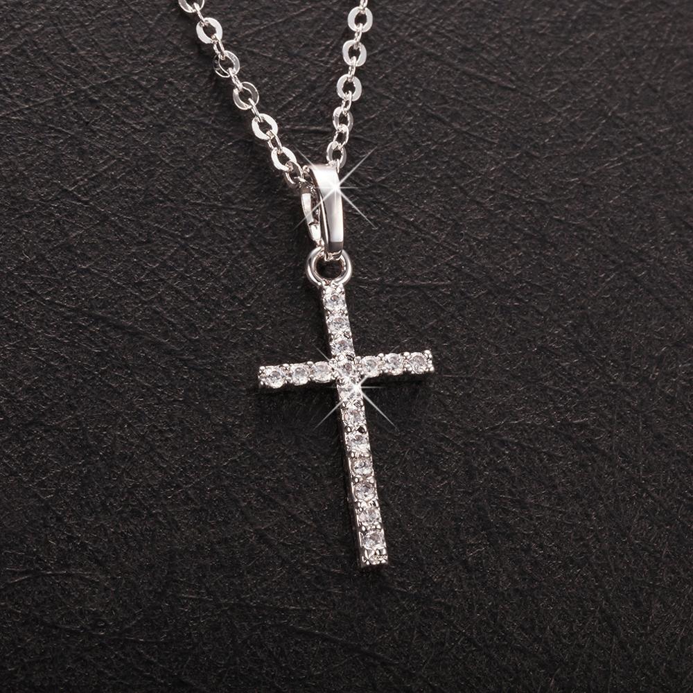 Gold Black Color Crystal Jesus Cross Pendant Necklace Jewelry For Men/Women