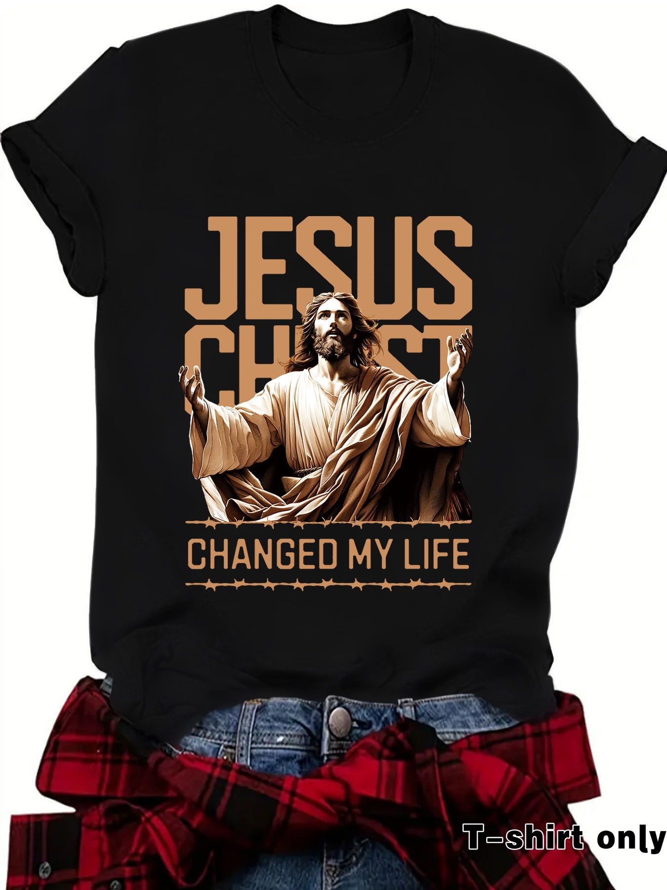 JESUS Pattern Printed T-shirt Short Sleeve