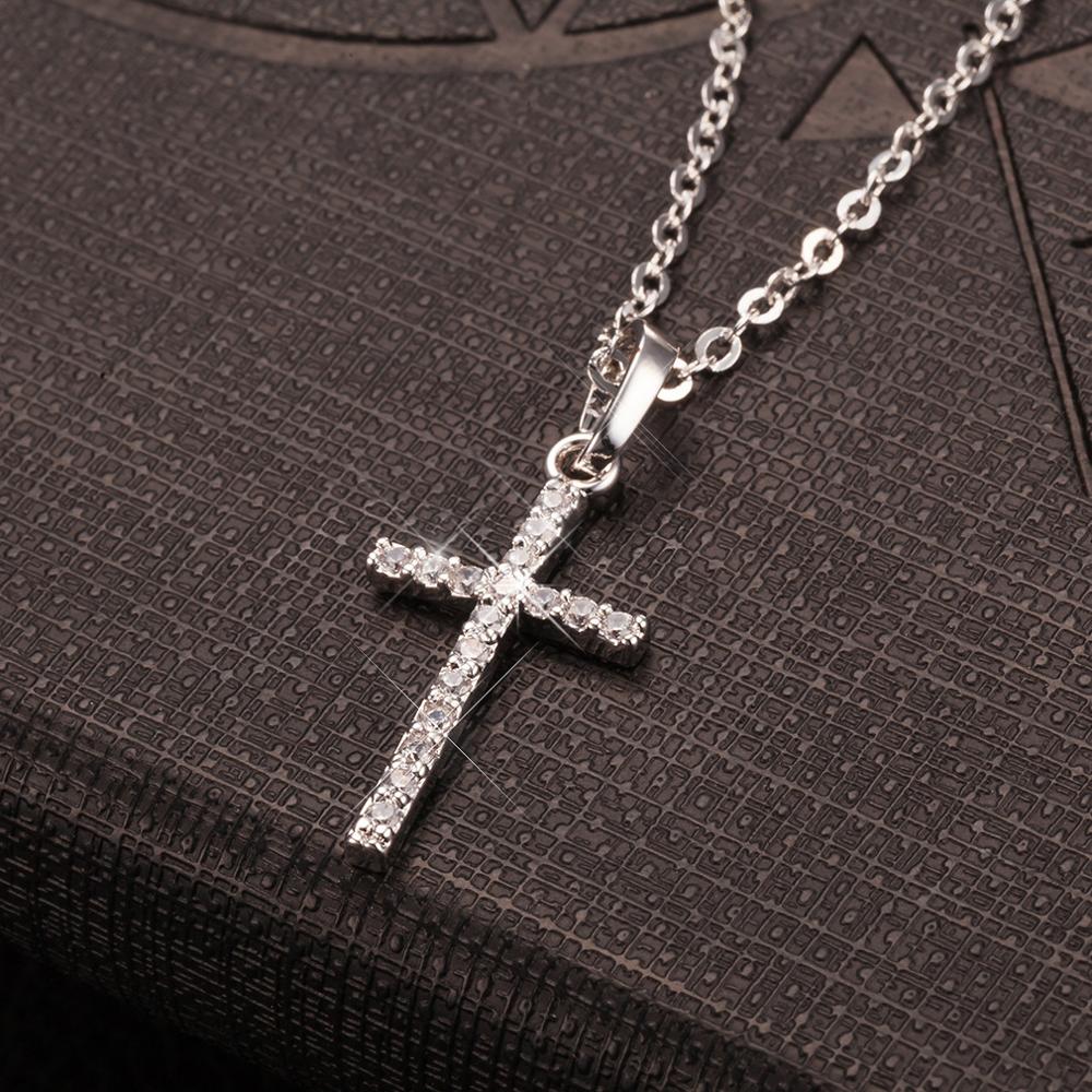 Gold Black Color Crystal Jesus Cross Pendant Necklace Jewelry For Men/Women