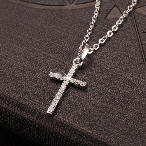 Gold Black Color Crystal Jesus Cross Pendant Necklace Jewelry For Men/Women
