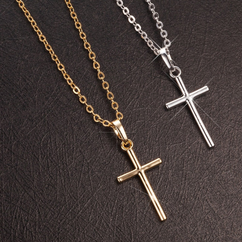 Gold Black Color Crystal Jesus Cross Pendant Necklace Jewelry For Men/Women